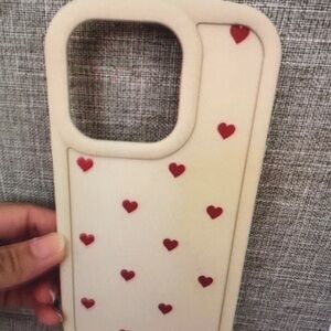 Heart Patterned Cream Phone Case